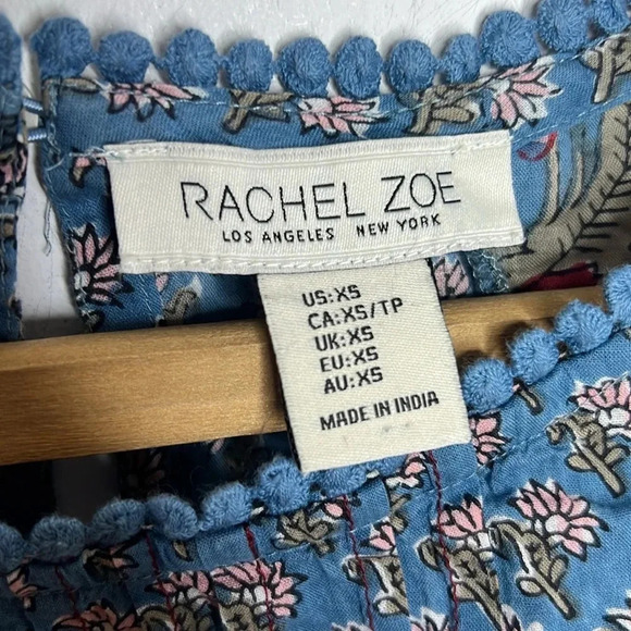 RACHEL ZOE Boho Floral Mixed Print Peasant Babydoll Boxy Blouse - Picture 7 of 10